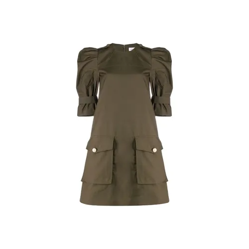 Alexander McQueen Зеленые Женские Короткие Платья с Длинными Рукавами