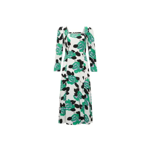 Diane von Furstenberg Зеленые Женские Длинные Платья с Длинными Рукавами