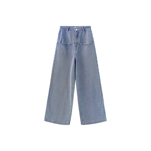 CUBIC Прямой крой Брюки Джинсы Женские Джинсовый синий