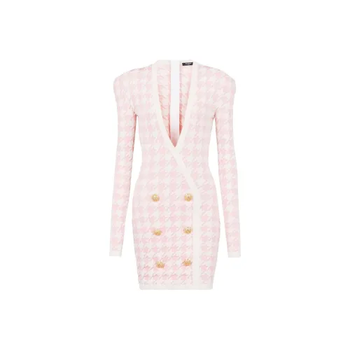 BALMAIN Розовые Женские Длинные Платья с Рукавами