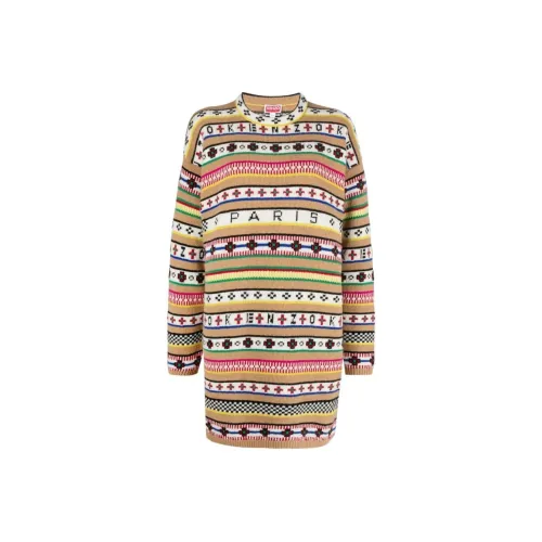 KENZO Многоцветные Женские Длинные Платья с Рукавами