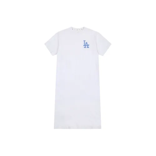 Mlb Base Logo Короткий рукав Платье Женское Белое