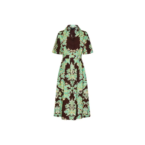 ETRO Коричневый Женские Короткие Платья с Рукавами