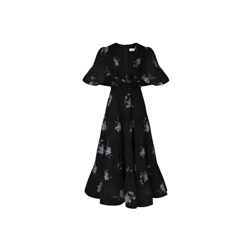 Zimmermann Черное Женское Короткое Платье с Рукавами