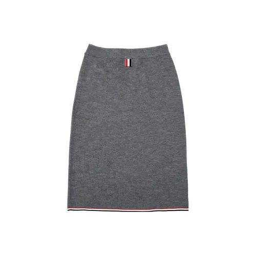 THOM BROWNE Темно-серые женские вязаные длинные юбки