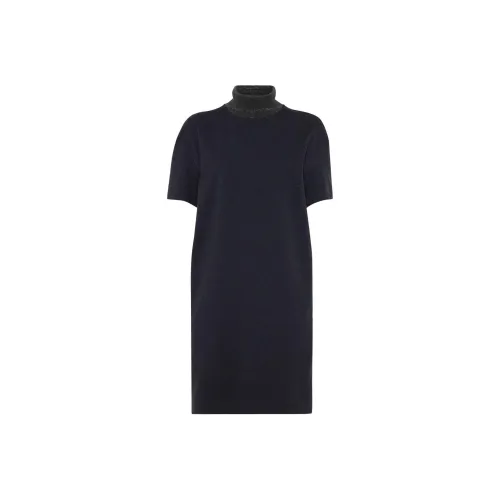 BRUNELLO CUCINELLI Короткое платье с короткими рукавами женское черное