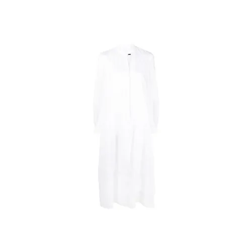 JIL SANDER Белое Женское Длинное Платье с Рукавами