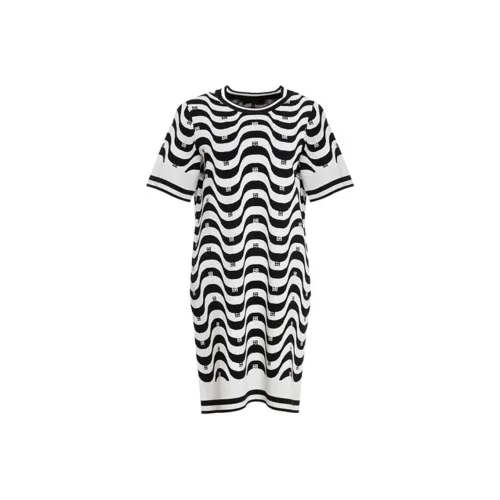 BESIONIA SS23 Короткий рукав Платье Женское Черное Белое