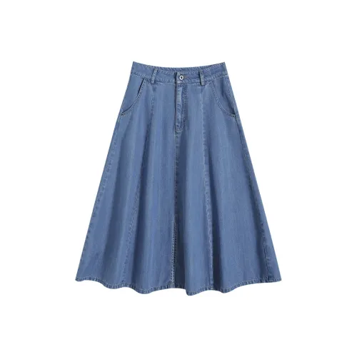 YALIDA Denim Long Skirt Women's Blue