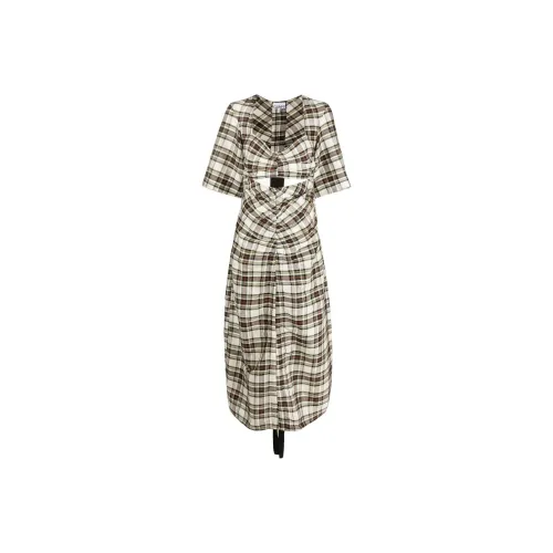 GANNI Черное Женское Короткое Платье с Рукавами