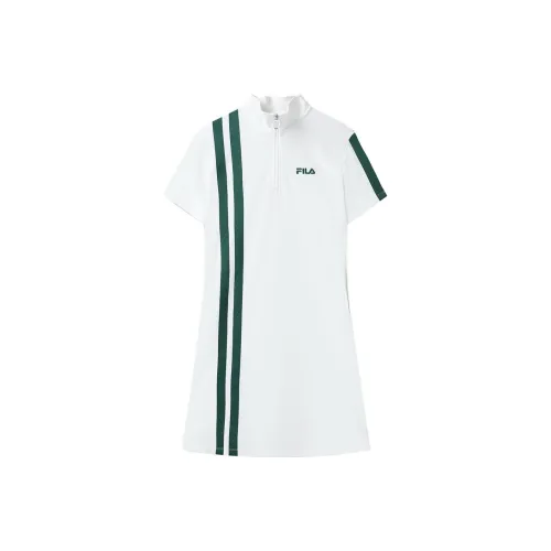 FILA Белое Женское Короткое Платье с Рукавами
