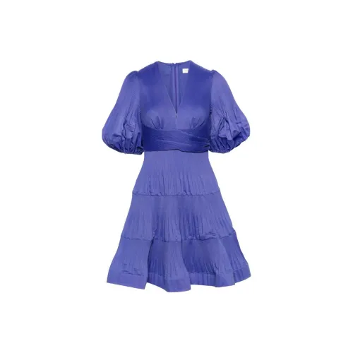 Zimmermann Индиго Женские Платья с Коротким Рукавом