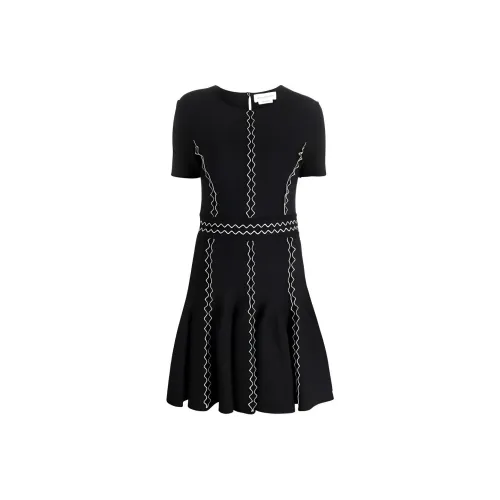 Alexander McQueen Black Женские Короткие Платья с Рукавами