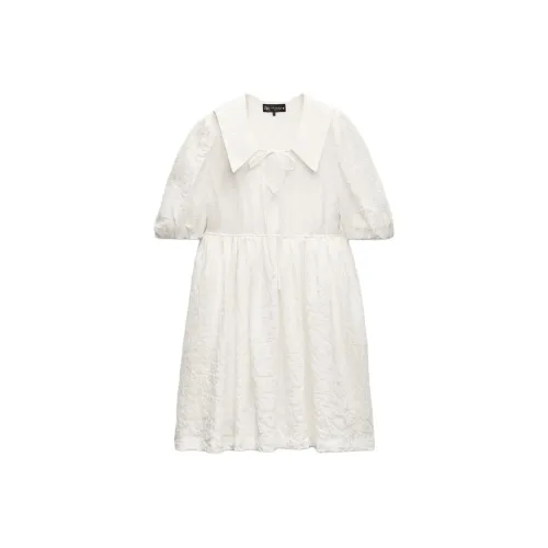 ZARA Короткий рукав платье женское белое