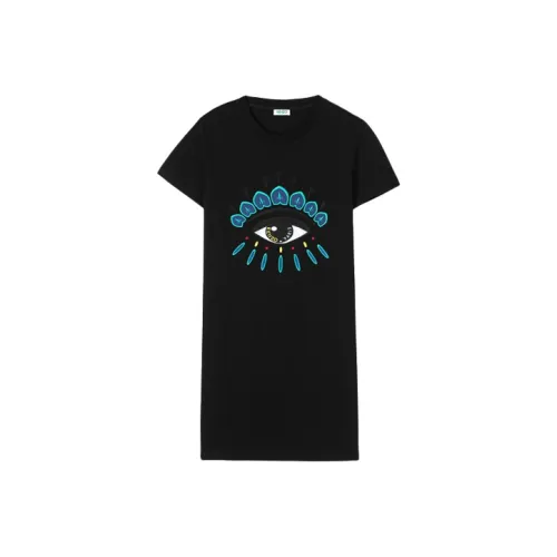 KENZO Черное Женское Короткое Платье с Рукавами