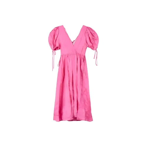 COACH SS24 Короткое платье с короткими рукавами женское розовое