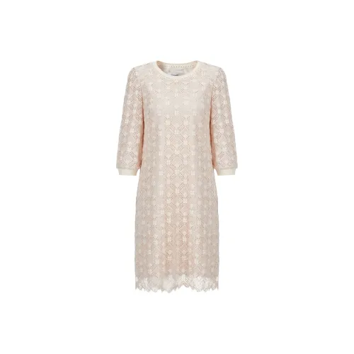 JZ. ANNAKRO Короткий рукав Платье Женское Пастельно-розовый Красный