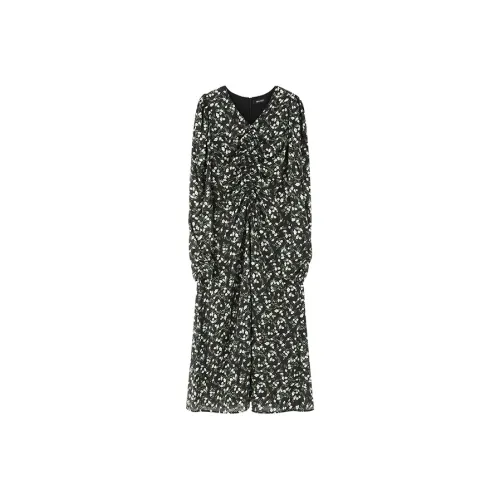 NINE WEST Длинное платье с длинными рукавами женское черное зеленое