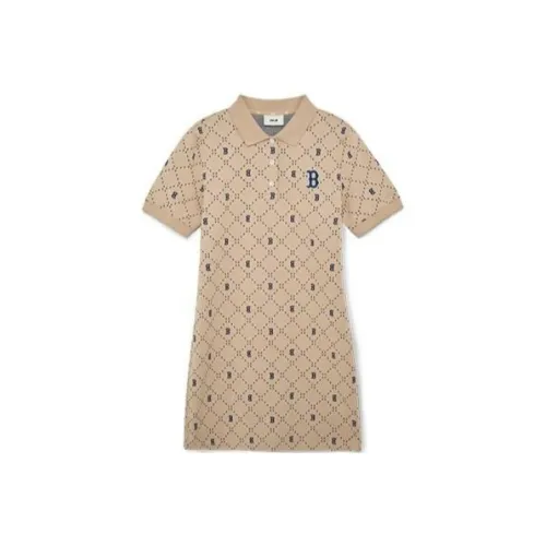 MLB Короткий рукав Платье Женское Светлый песочный коричневый