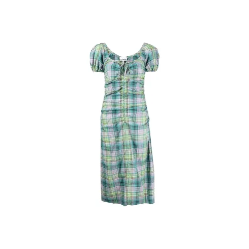 GANNI Многоцветные Женские Короткие Платья с Рукавами