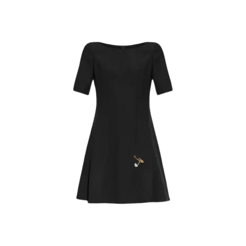 VERSACE Короткое платье с короткими рукавами женское черное