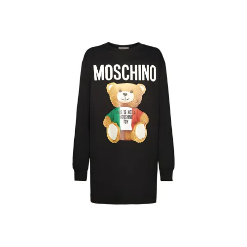MOSCHINO Черное Женское Длинное Платье с Рукавами