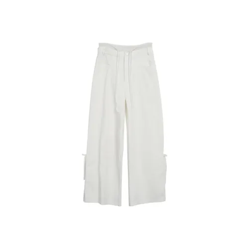 WEEKEND HUB HIGH RISE Рабочая одежда Прямой крой Повседневные штаны Кружево Вверх Mock Двухкомпонентный Осенний и зимний Женские Белые