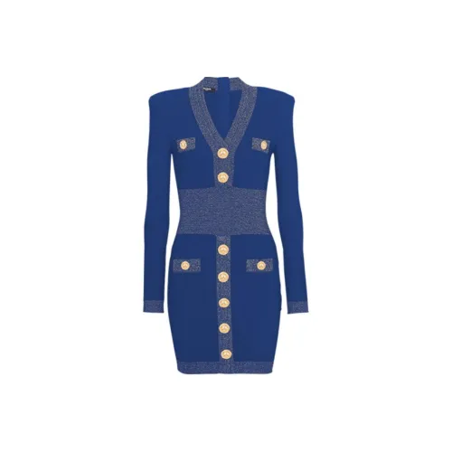 BALMAIN Blue Женские Длинные Рукава Платья