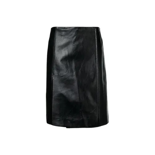 PRADA Черные Женские Кожаные Длинные Юбки
