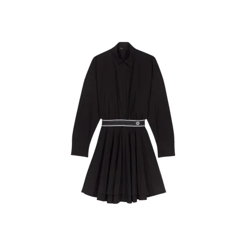 Maje Длинное платье с длинными рукавами женское черное