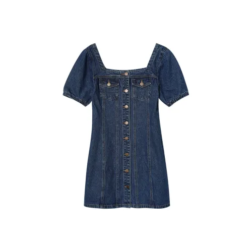 WESTLINK Короткое платье с короткими рукавами женское синее