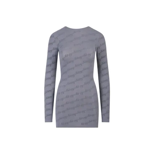 BALENCIAGA Фиолетовые Женские Длинные Платья с Рукавами