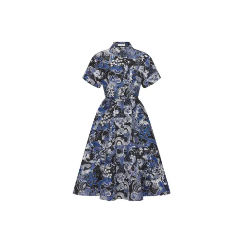 Dior Quarterly New Products Blue Женские Короткие Платья с Рукавами