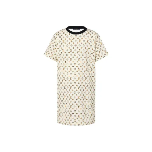 LOUIS VUITTON Короткое платье с короткими рукавами женское белое