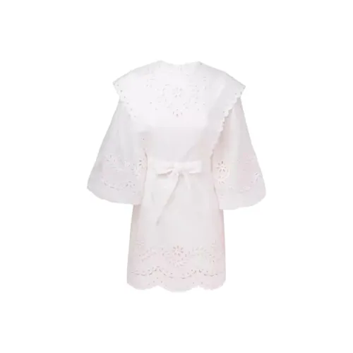 Zimmermann SS24 Длинное платье с длинными рукавами цвет белый