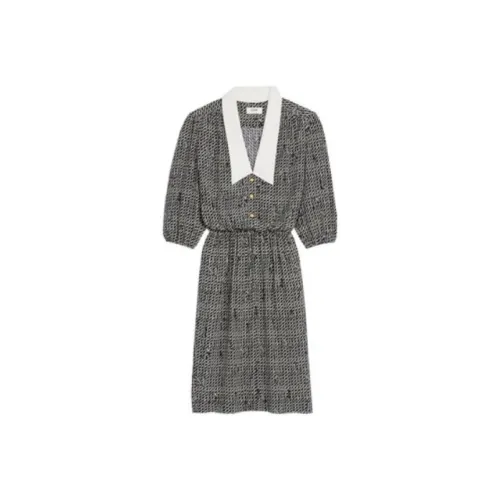 CELINE Черное Женское Длинное Платье с Рукавами