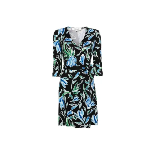 DVF Diane Von Furstenberg SS24 Длинное платье с длинными рукавами женское черное