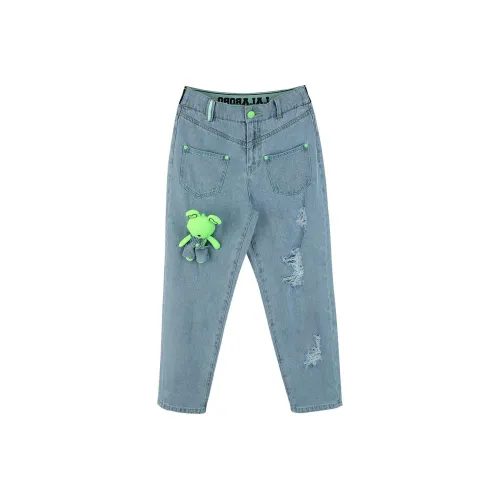 LALABOBO Джинсы Женские Светло-Синий Белый