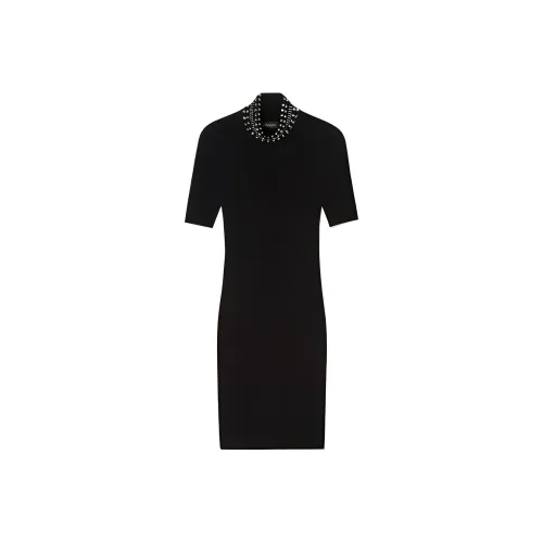VERSACE Черные Женские Платья с Коротким Рукавом