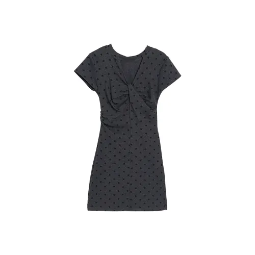 BVODE Короткий рукав Платье Женское Серое