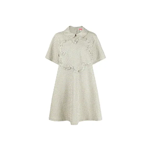 KENZO Хаки Женские Короткие Платья с Рукавами