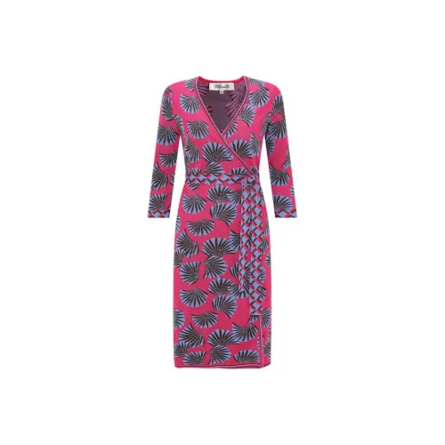 DVF Diane Von Furstenberg Длинное платье с длинными рукавами женское розово-фиолетовое