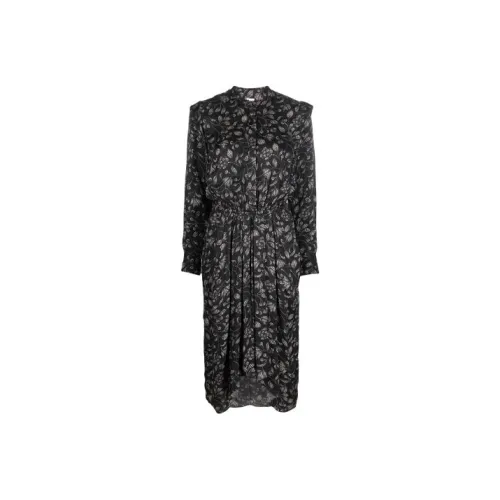 ISABEL MARANT Черное Женское Длинное Платье с Рукавами