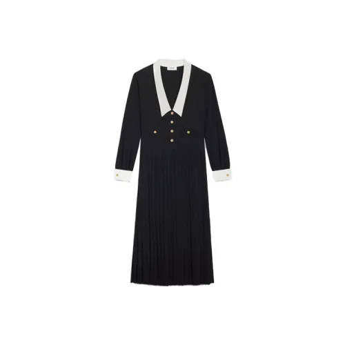 CELINE Черное Женское Длинное Платье с Рукавами