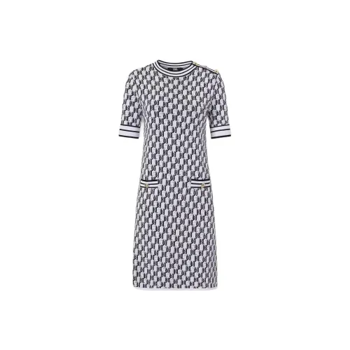 KARL LAGERFELD Короткий рукав Платье Женское Черно-белое