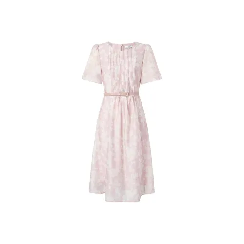 JZ. ANNAKRO Короткий рукав Платье Женское Пастельно-розовый Красный