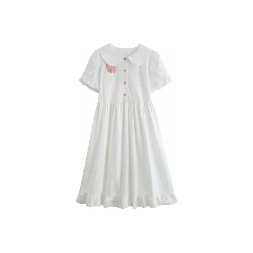 CHICCLO Короткий рукав Платье Женское Белое