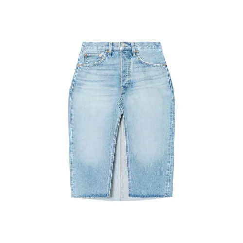 RE/DONE Синие Женские Джинсовые Длинные Юбки