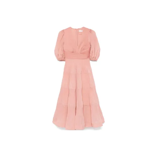 Zimmermann Кораллово-розовый Женские Платья с Коротким Рукавом