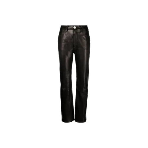 KHAITE Черные Женские Кожаные Брюки